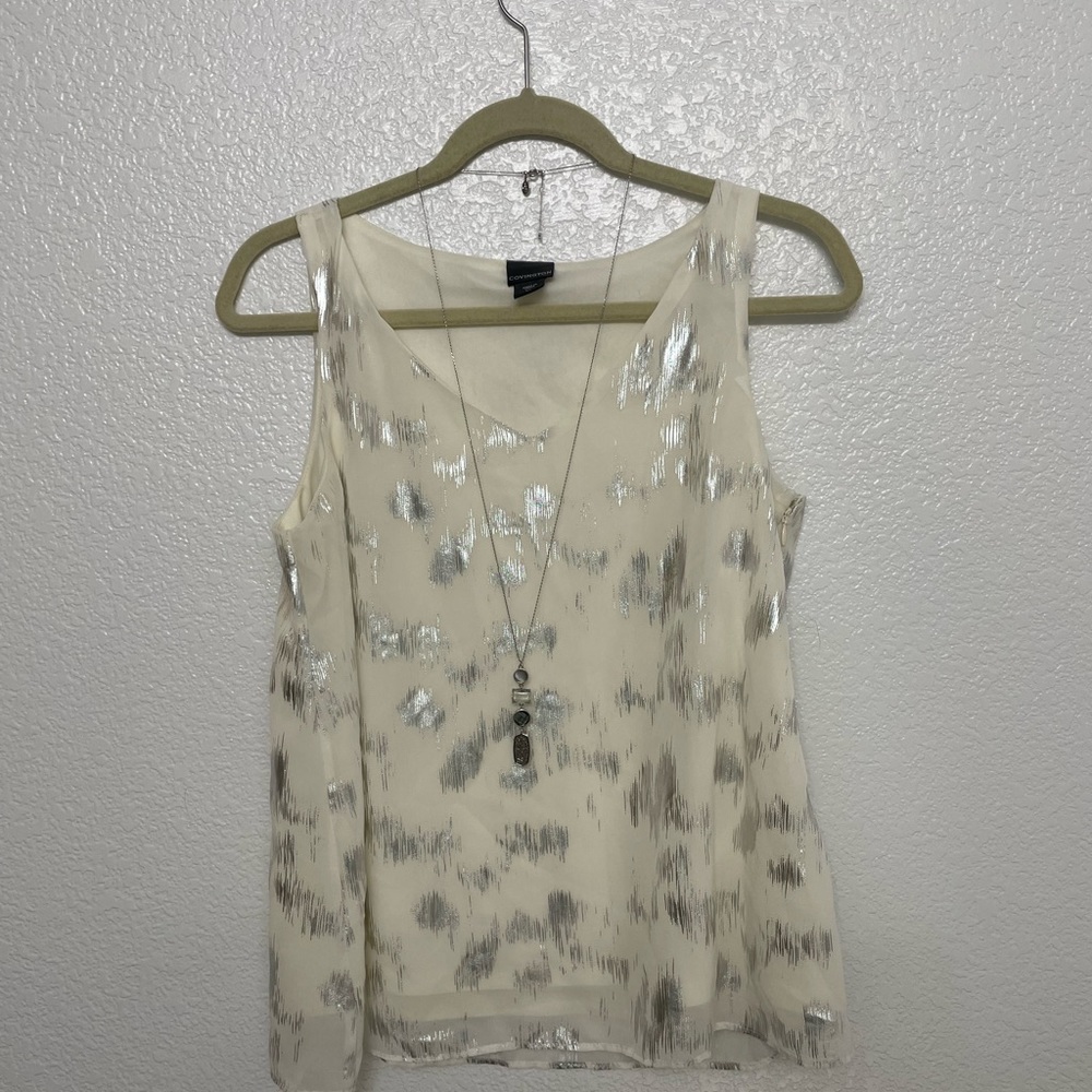 Women’s Size S White and Silver Covington Blouse